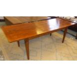 FARMHOUSE TABLE, teak with a rectangular top and a folding leaf on square tapered chamfered
