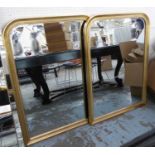 WALL MIRRORS, a pair, Continental style, gilt frames, 110cm x 80cm. (2)