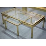 LOW TABLE, attributed to Pierre Vandal, glass top, 106cm x 55cm x 35cm H and a side table to