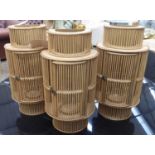 WALL LANTERNS, a set of three, bamboo design, 28cm x 19cm x 54.5cm. (3)