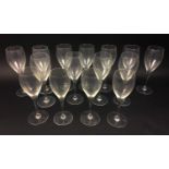 BACCARAT OENOLOGIE CHAMPAGNE FLUTES, a set of twelve along with four others, tallest 23cm H. (16)