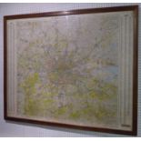 MAP OF LONDON, vintage 20th century, framed and glazed, 120cm x 94cm.