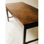 FARMHOUSE TABLE, 19th century teak, planked rectangular top, with stretchered supports, 175cm W x