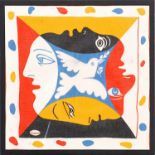 PABLO PICASSO 'Profile', textile, 67cm x 67cm, framed and glazed.