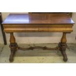LIBRARY TABLE, Victorian mahogany, with associated later top and ogee shaped long drawer, 76cm H x