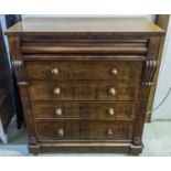 SCOTCH LINEN CHEST, Victorian mahogany, with shaped drawer above fall front enclosing sliding