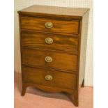 CHEST, 19th century mahogany of four drawers with urn cast brass handles (alterations), 92cm H x