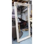 TALL MIRROR, with decorative cream and bevelled plate, 78cm x 173cm.