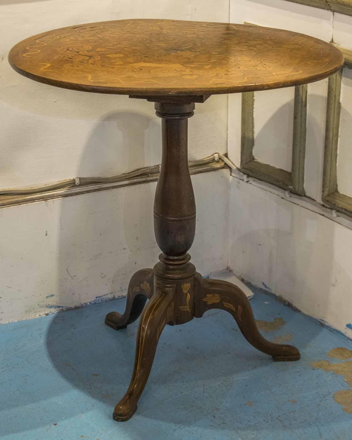 TRIPOD TABLE, 18th century Dutch mahogany and floral marquetry with circular tilt top, 74cm H x 72cm - Image 3 of 3