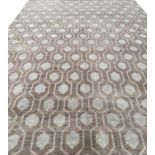 CONTEMPORARY CARPET, 390cm x 300cm, all over geometric design, hand knotted wool.