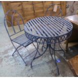 BISTRO TERRACE SET, French style, table and two chairs. (3)