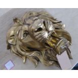 LION HEAD WALL RELIEFS, a pair, 50cm x 40cm x 27cm. (2)