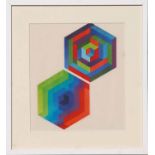 VICTOR VASARELY 'Abstract Hexagon', collotype, 30cm x 30cm, framed and glazed.