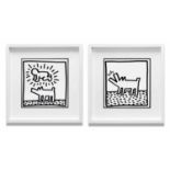 KEITH HARING 'Radiant Baby' and 'Barking Dog', 1982, a pair of lithographs, published by Tony