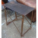 CONSOLE TABLE, metal mid 20th century Belgian industrial, 82cm x 43cm x 78cm H.