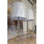 TABLE LAMPS, a pair, lead crystal with shades, 86cm H. (2)