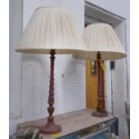 ROCHAMP LTD TABLE LAMPS, a pair, with shades, twisted column form, 85cm H. (2)