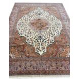 FINE ISPHAHAN DESIGN MEDALLION CARPET, 373cm x 275cm.