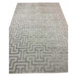 CONTEMPORARY ART DECO DESIGN SILK CARPET, 300cm x 200cm, geometric silver field.