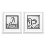 KEITH HARING 'Dolphin' and 'Snake Arm', 1982, a pair of lithographs, published by Tony Shafrazi