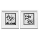 KEITH HARING 'Ufo' and 'Celebration', 1982, a pair of lithographs, published by Tony Shafrazi