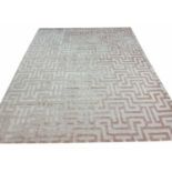 CONTEMPORARY ART DECO DESIGN SILK CARPET, 300cm x 250cm, geometric pastel field.