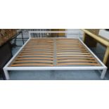 DESIGNERS GUILD ALUMINIUM BED, glass lacquered finish, 210cm x 210cm x 57cm. (slight faults)