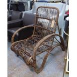 LOUNGE CHAIR, 1970's Italian style bamboo design, 70cm W.