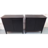 SIDE CABINETS, a pair, contemporary ebonised finish, 90cm x 40cm x 89cm. (2)