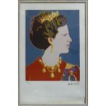 ANDY WARHOL 'Queen Margrethe II', lithograph, from Leo Castelli gallery, stamped on reverse,