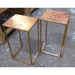 SIDE TABLES, a pair, coppered tops, 25cm x 30cm x 57cm. (2)