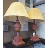 ROCHAMP LTD TABLE LAMPS, a pair, with shades, urn form, 73cm H. (2)