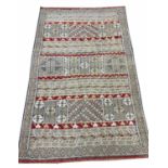 FINE MOROCCAN SILK FLATWEAVE RUG, 192cm x 124cm.