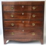 HALL CHEST, George III figured mahogany of adapted shallow proportions with four drawers, 95cm H x