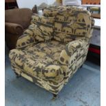 ARMCHAIR, covered in an Andrew Martin cut chenille big cat fabric upholstery, 87cm W.