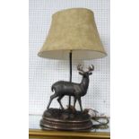 TABLE LAMP, sculptural stag design, with shade, 66cm H.