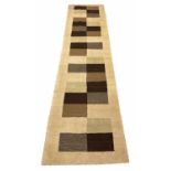 CONTEMPORARY FLATWEAVE RUNNER, 293cm x 73cm, Art Deco design.