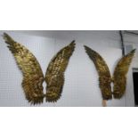 WINGS OF ANGELS, a pair, gilt metal, 91cm x 100cm. (2)