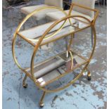 DRINKS TROLLEY, French art Deco style, gilt metal, 76cm H x 70cm W x 36cm D approx.