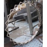 SUNBURST DESIGN WALL MIRROR, silvered finish, 92cm diam.