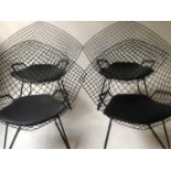 AFTER HARRY BERTOIA DIAMOND STYLE CHAIRS, a set of four, black wirework, 77cm H. (4)
