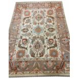 FINE OUSHAK CARPET, 415cm x 298cm, oversized palmette and scrolling vine design on an ivory field