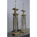 TABLE LAMPS, a pair, brass, with faux stone detail, 87cm H. (2) (slight faults)