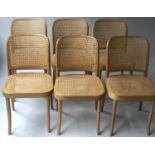 DINING CHAIRS, a set of six, bentwood and cane panelled, by 'Dinette', 81cm H. (6)