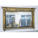 OVERMANTEL, Regency giltwood and gesso with lotus leaf pilasters and rectangular plate, 81cm H x