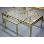 PIERRE VANDEL NEST OF TWO TABLES, with glass tops, 106cm x 55cm x 35cm H and 54cm x 48cm x 29cm