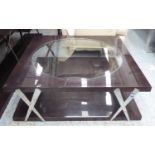 LOW TABLE, contemporary design, with central glass window detail, 120cm x 121cm x 40cm approx. (with
