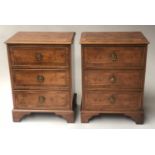 BEDSIDE CHEST, a pair, George III design yewwood, each with three drawers, 47cm x 63cm H x 33cm.