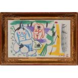 PABLO PICASSO 'Nudes', off set lithograph, Suite: Dejeuners, 27cm x 45cm, framed and glazed.