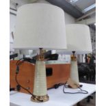 TABLE LAMPS, a pair, faux mother of pearl finish, with shades, 67cm H. (2)